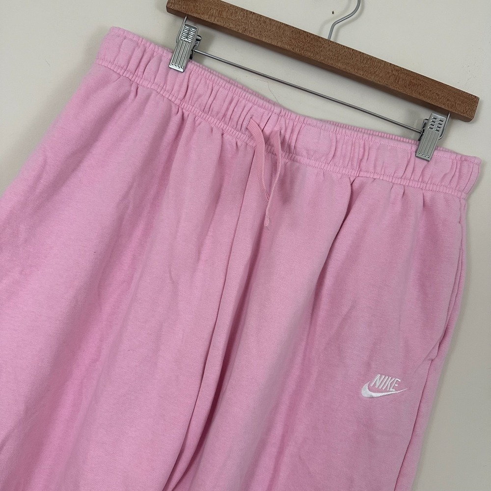 Nike Joggers Pants Pink Cotton Straight Leg Baggy Drawstring Mens L Read